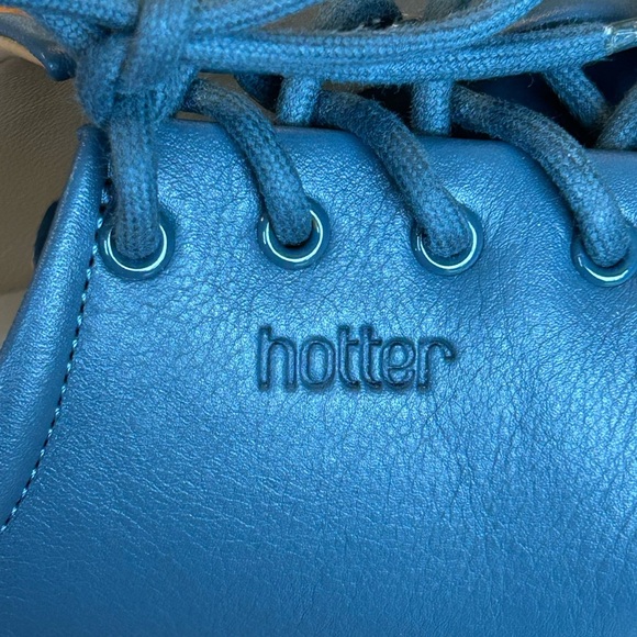 Hotter Dew Blue Leather Women's Lace Up Sneakers with Removable Sole Insert - Picture 6 of 11